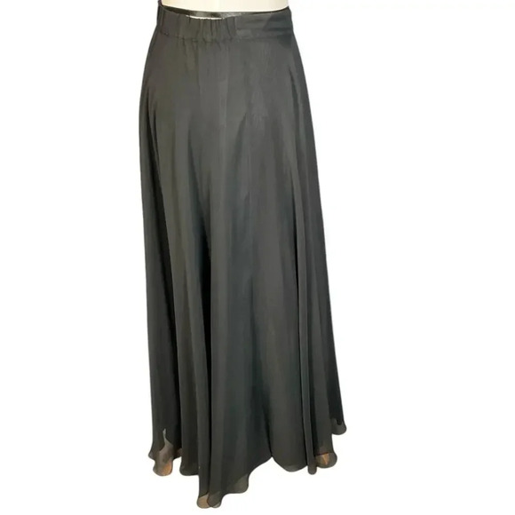 Vintage Maxie Night Line Skirt Black Sheer Satin Lined Soft Elegant Size 10 - Picture 6 of 11